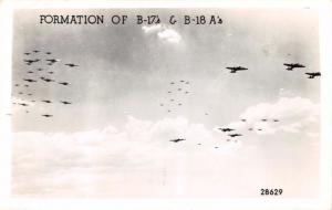 FORMATION B-17s & B-18As U S MILITARY AIRCRAFT~GROGAN REAL PHOTO POSTCARD 1940s