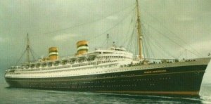 Postcard Hand Tinted View of Nieuw Amsterdam , Holland-American Cruise Line.S1