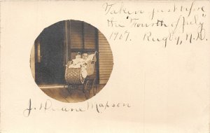 J21/ Rugby North Dakota RPPC Postcard c1910 Baby in Carriage Porch 206