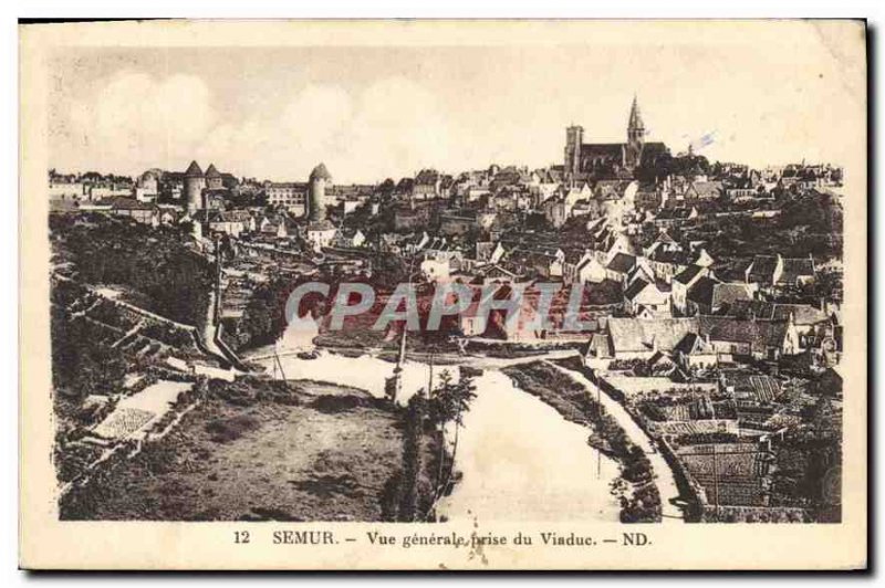 Old Postcard Semur General View from the Viaduct