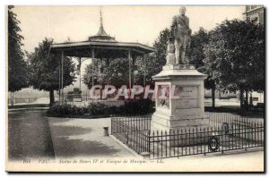 Old Postcard Pau Statue of Henri IV and music kiosk