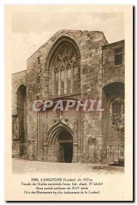 Old Postcard Langogne Lozere Facade of the parish church