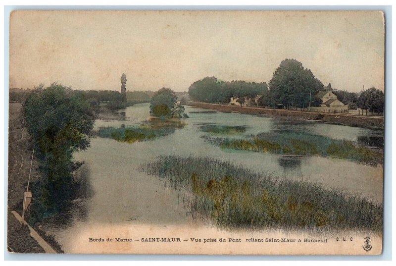 c1905 View From The Bridge Connecting Saint-Maur To Bonneuil France Postcard
