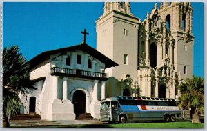 San Francisco California 1960s Postcard Mission Dolores Greyhound Bus