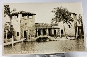Vintage 30s Venetian Casino Coral Gables Florida Scene RPPC Photo Postcard