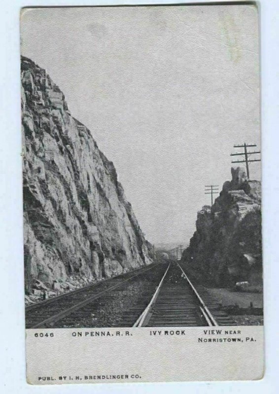 Railroad Postcard P & R Railroad Ivy Rock View Near Norristown PA 1914