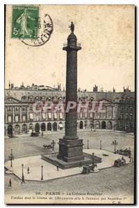 Postcard Old Paris Vendome Column Fondue with bronze cannons 1200 has taken t...