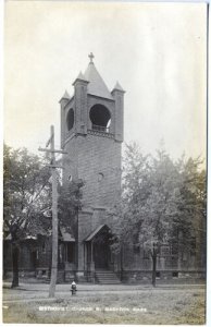 West Medford MA Methodist Church Fire Hydrant Real Photo RPPC Postcard 