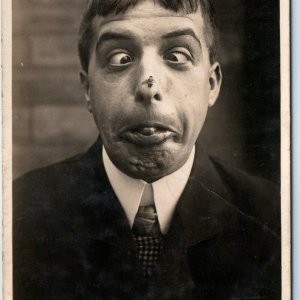 1907 Comic Goofy Man Bee on Face RPPC Robert McCrum Real Photo PC IA Lange A171