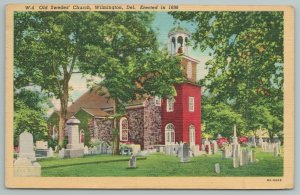 Wilmington Delaware~Old Swedes Church~1940s Linen Postcard