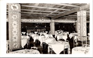 Real Photo Postcard Dining Room at Old Faithful Inn in Yellowstone Park, Wyoming