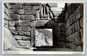 Mykines Peloponnese Greece Postcard Mycenae Lion Gate c1920's RPPC Photo