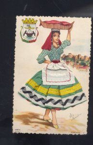 APPLIED MATERIALS ARTIST SIGNED LISBOA PORTUGUL 2 SILK DRESS VINTAGE POSTCARD