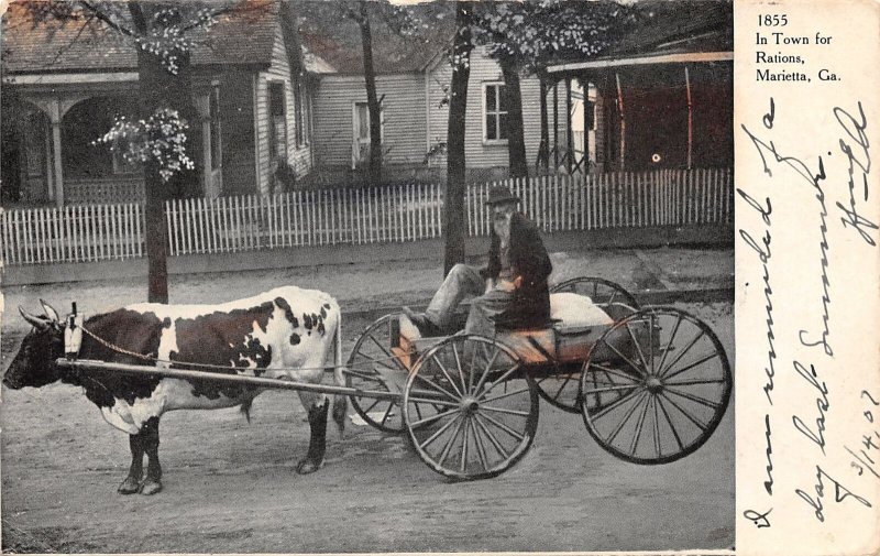 J63/ Marietta Georgia Postcard c1910 Cow-Drawn Wagon Homes 160 