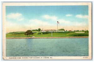 c1930's Panorama View Historic Fort McHenry Baltimore Maryland MD Postcard