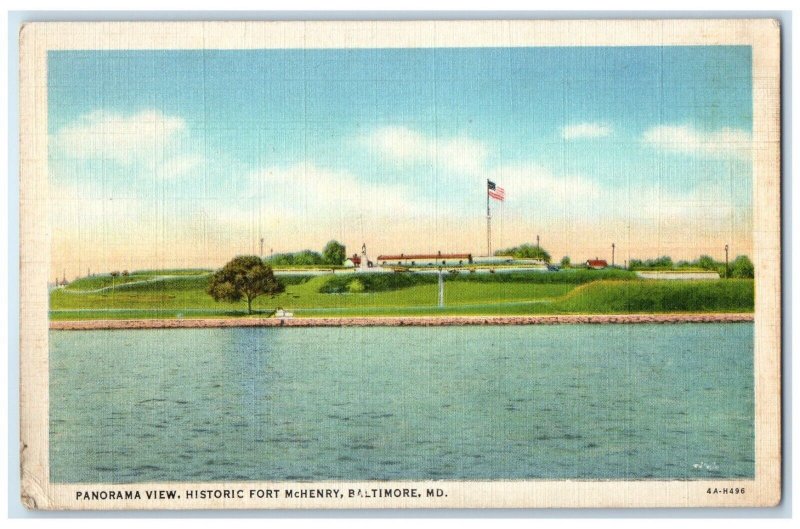 c1930's Panorama View Historic Fort McHenry Baltimore Maryland MD Postcard