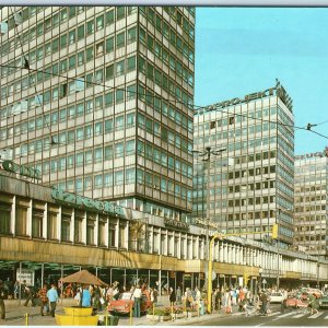 c1970s Poznan, Poland Centrum Downtown Crowd Traffic Cars Shop Market 4x6 PC M6