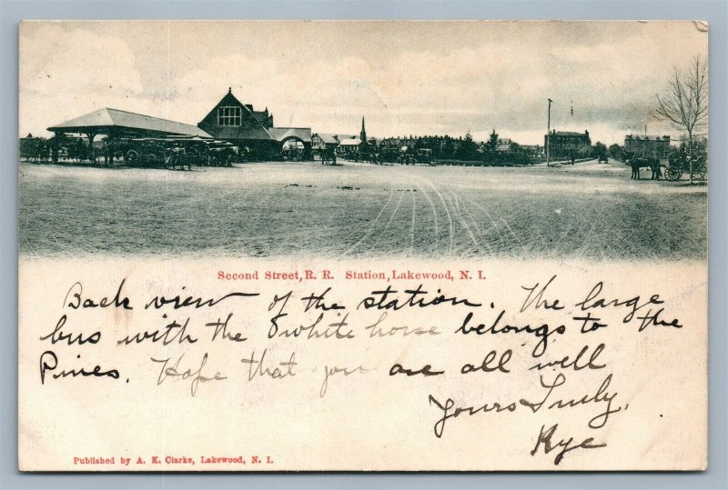 LAKEWOOD NJ RAILROAD STATION ANTIQUE POSTCARD RAILWAY TRAIN DEPOT