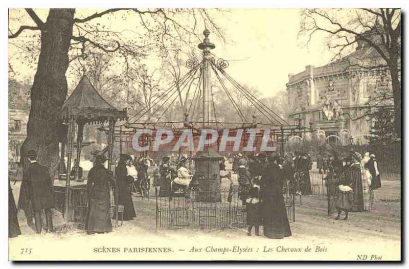 REPRO Scenes parisiennes Aux Champs Elysees Les Chevaux de Bois 