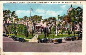 Vintage Postcard Court House & Post Office Taunton Green, Massachusetts KA10
