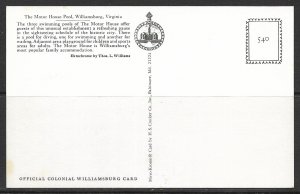 Virginia, Williamsburg - The Motor House Pool - [VA-553]