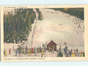 Pre-Chrome SKIING SCENE Lac-Beauport - Near Quebec City Quebec QC AG5367