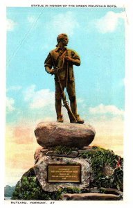 Postcard MONUMENT SCENE Rutland Vermont VT AR1038