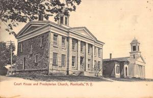 Monticello New York Presbyterian Church Court House Antique Postcard K69453