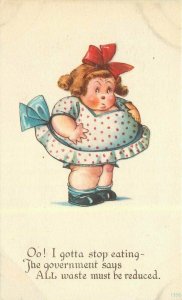 Artist impression Plump Girl with ribbon in hair C-1910 Postcard 21-12050