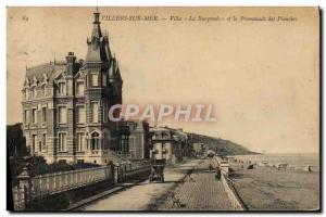 Old Postcard Villers sur Mer Villa La Burgonde and boardwalk boardwalk