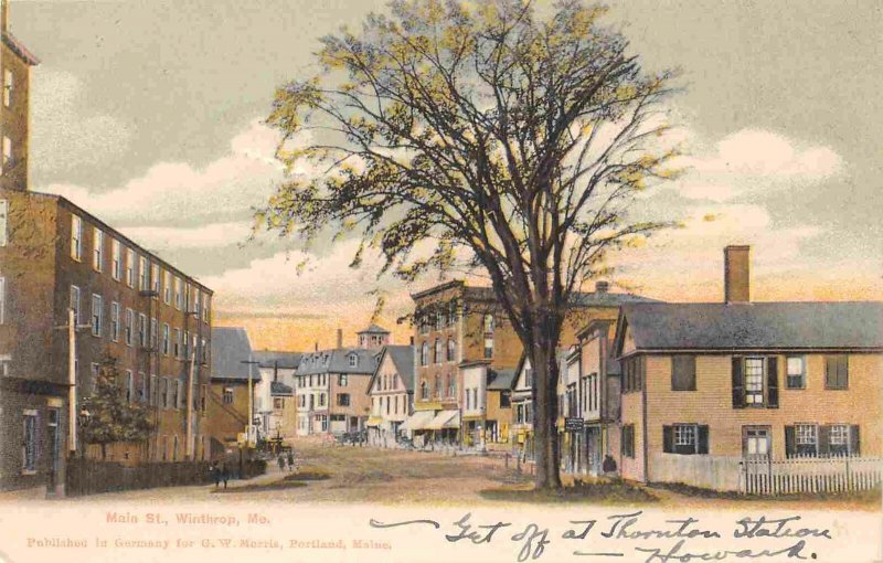 Main Street Winthrop Maine 1906 postcard