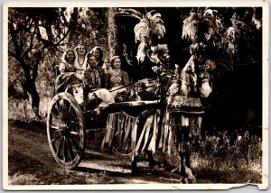 Women Tour Dresses Up Horse Carriage TAORMINA Siciliano Italy 1953 Postcard