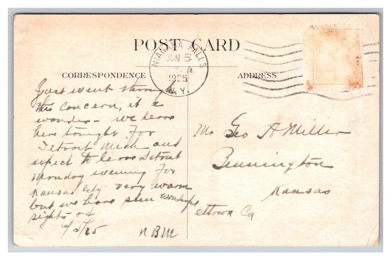 Niagara Falls The Home Of Shredded Wheat Postcard c1925 Postmark