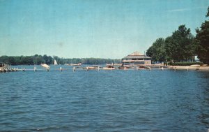 Vintage Postcard 1963 Ferry Boat Docks Casino & Beach Lake Chautauqua New York