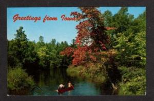 IA Greetings from IOWA's 96 State Lakes Postcard Canoe