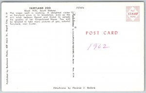 Black Hills South Dakota 1962 Postcard Fairland Zoo Gingerbread House