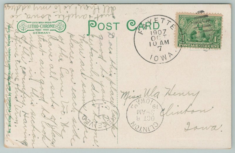 Fayette Iowa~Lovers Lane~Vintage Postcard