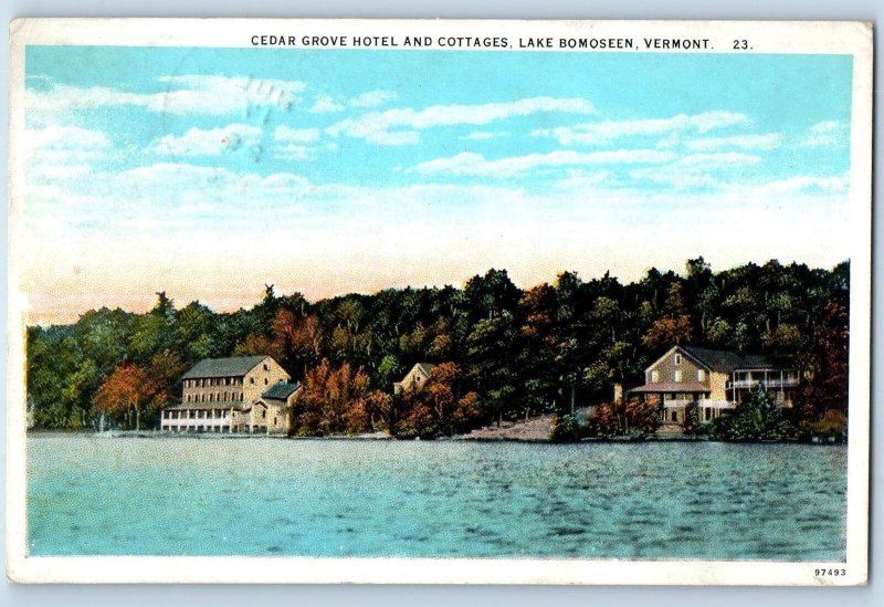 Lake Bomoseen Vermont VT Postcard Cedar Grove Hotel And Cottages 1917 Antique