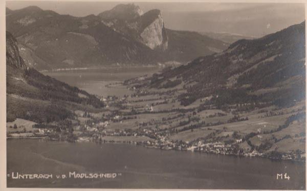 Austrian Unterach Madleschneid Aerial Birds Eye Photo Postcard