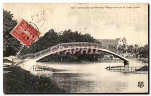 Old Postcard Chalons Sur Marne Footbridge over the Canal Lateral