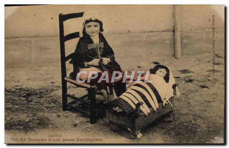 Old Postcard Fun Children Doll Cantal The cradle of a young Auvergnate