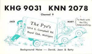 QSL Radio Card From Royal Oak Michigan KHG 9031 KNN 2078 