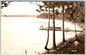 c1920s Grand Rapids, Minn RPPC Kozy Kove Park Children Dock Boat Cute Photo A106