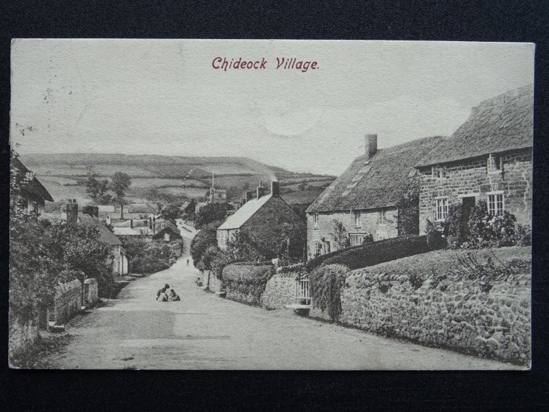 Dorset CHIDEOCK Village showing CHILDREN PLAYING IN THE ROAD c1904 Postcard
