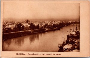 Spain Seville Sevilla Guadalquivir y Vista General en Triana Postcard C111