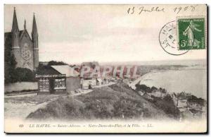 Old Postcard Le Havre Sainte-Adresse Our Lady of the Waves and the City