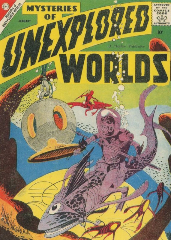 Mysteries Of Unexplored Worlds 1950s Comic Book Monster Fish Postcard