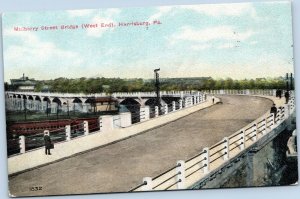 postcard  Harrisburg Pennsylvania  Mulberry Street Bridge West End