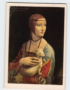 Postcard Lady with an Ermine By da Vinci, National Museum in Krakow, Poland