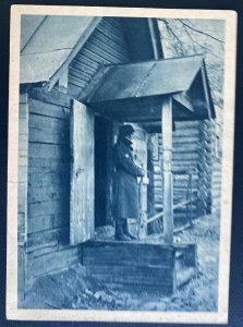 Mint WW2 Spain Blue Division Soldier In Russian Town RPPC Postcard